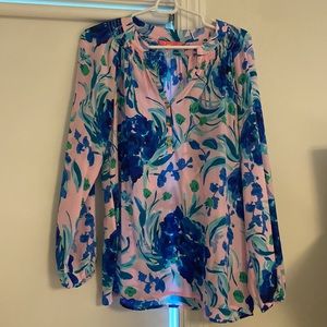 Lilly Pulitzer, Size M, Elsa silk hydrangea top